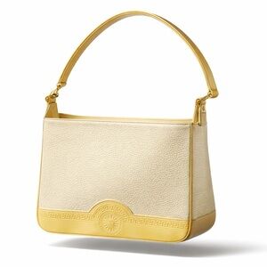 Gianni Versace Authentic Vintage Cream and Yellow Structured Shoulder Bag